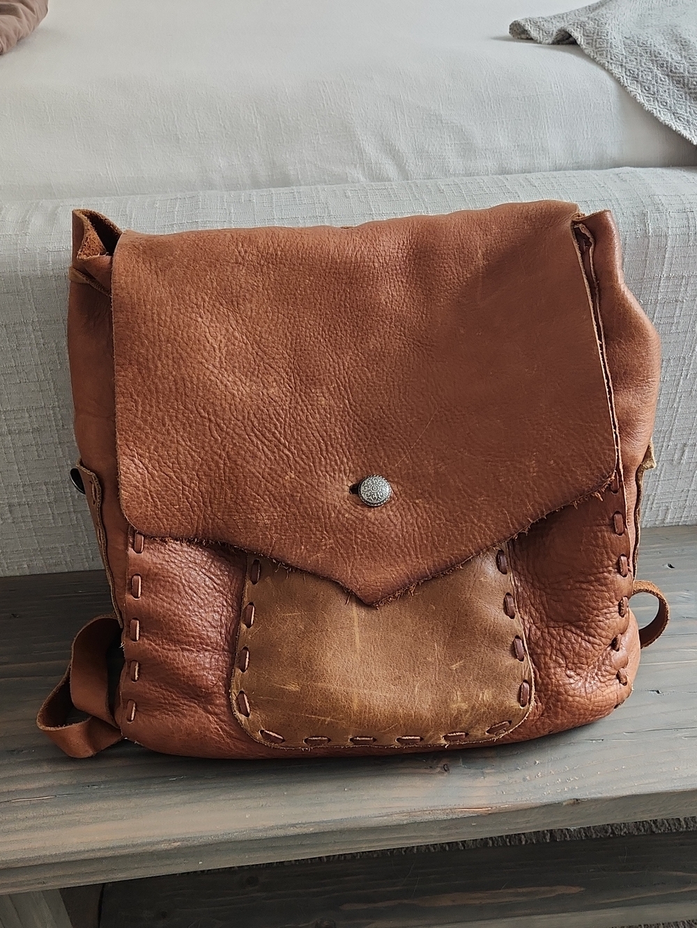 Burning Man Leather Backpack